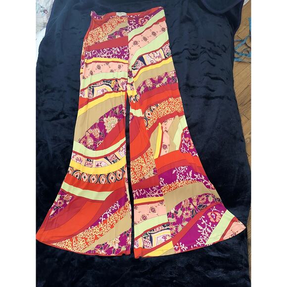 VINTAGE ETRO MILANO SIGNATURE PRINT FLARE WIDE LEG PANTS 42 - Picture 1 of 10